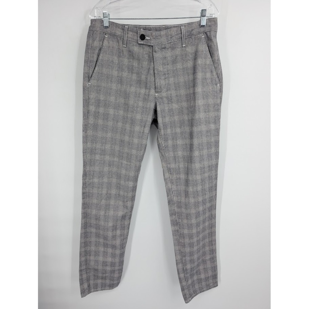 AG Adriano Goldschmied Men's Marshall straight Trousers grey plaid pattern sz 32